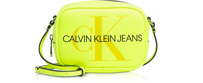 Calvin Klein Collection Neon Yellow Sculpted Monogram Camera Bag w/  Signature at FORZIERI Australia
