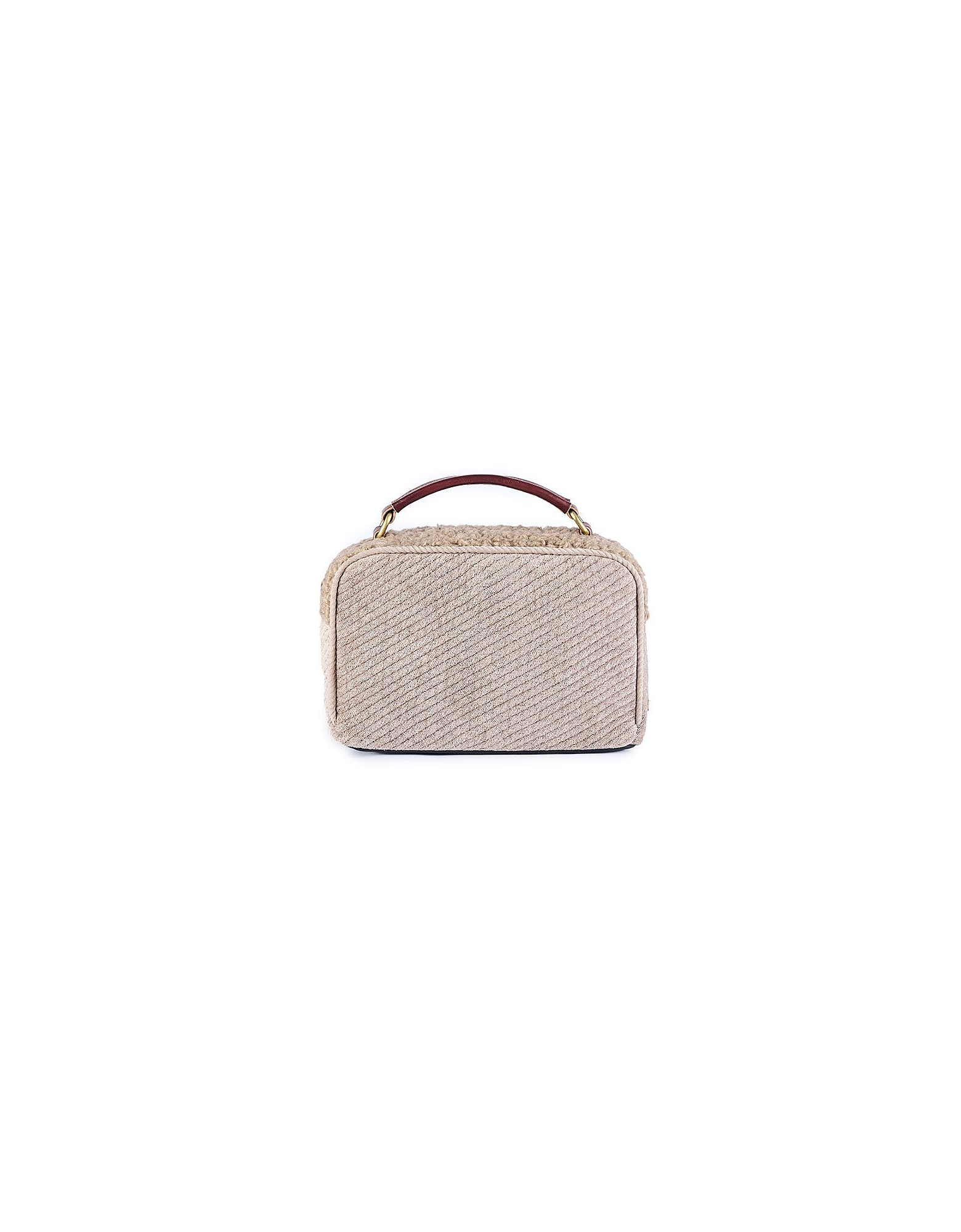 Viamailbag Designer Handbags Braies Stone - Chenille And Eco-friendly Faux Fur Crossbody Bag In Gris