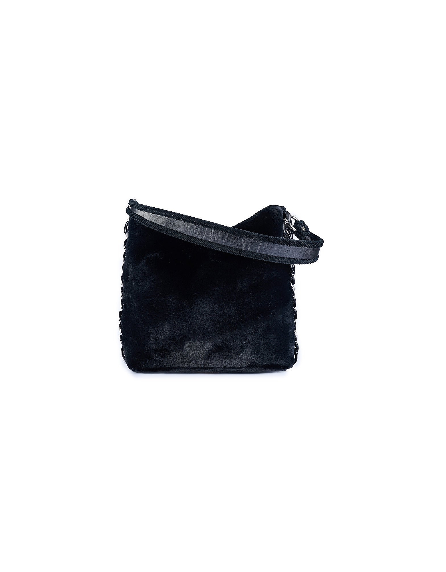 Viamailbag Designer Handbags Chamonix Fur - Eco-friendly Faux Fur Shoulder Bag In Noir