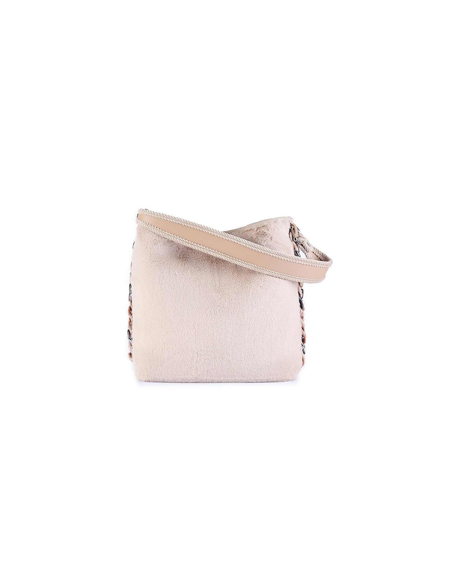 Viamailbag Designer Handbags Chamonix Fur - Eco-friendly Faux Fur Shoulder Bag In Blanc
