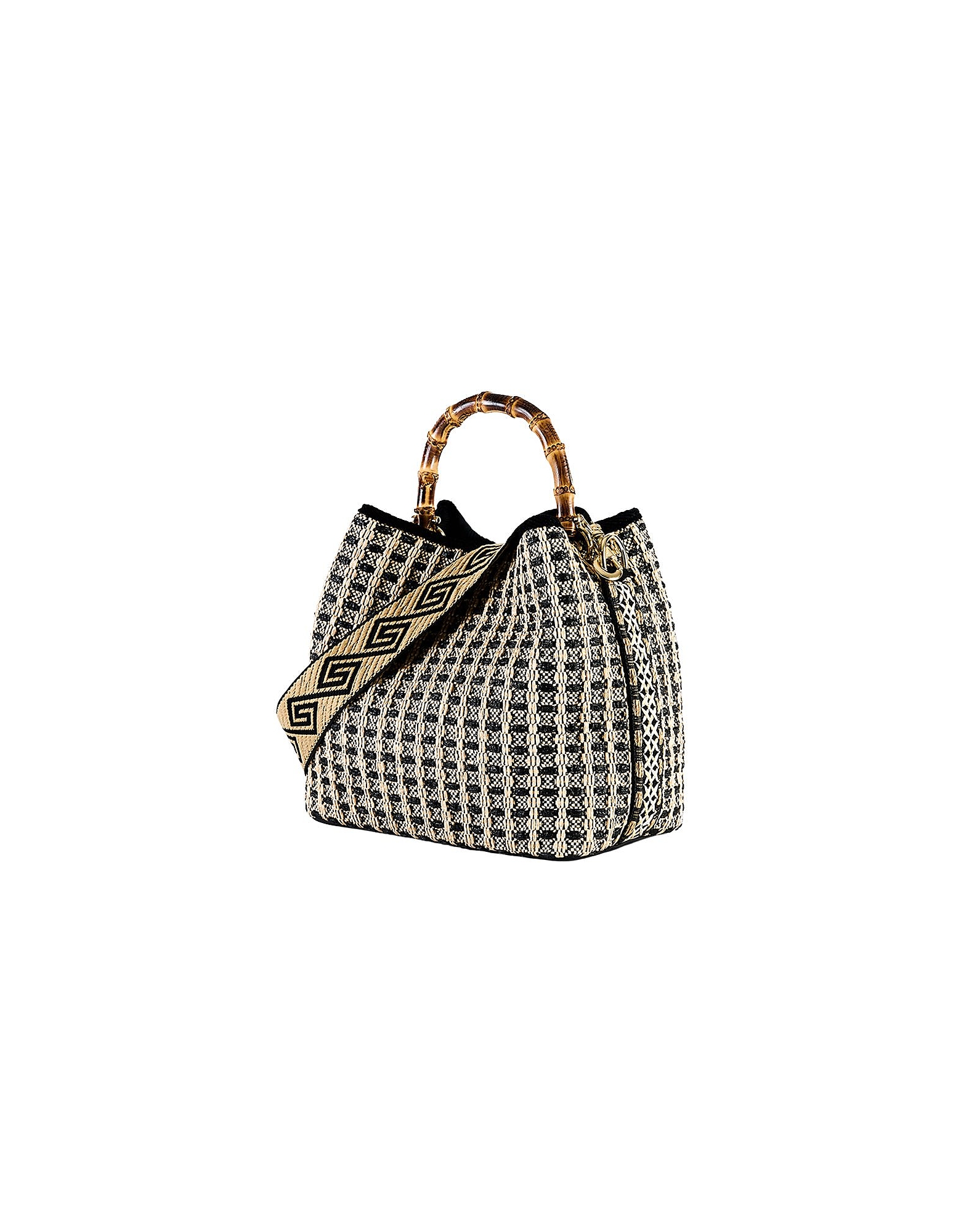 Viamailbag Designer Handbags Coral Cross - Black And White Top Handle Bag In Brown