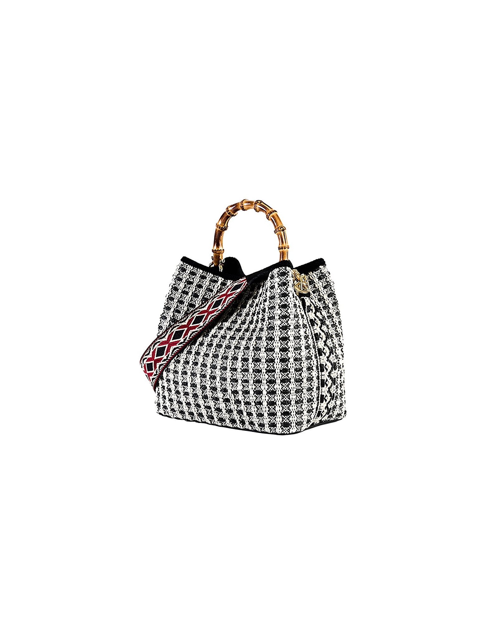 Viamailbag Designer Handbags Coral Cross - Black And White Top Handle Bag In Noir