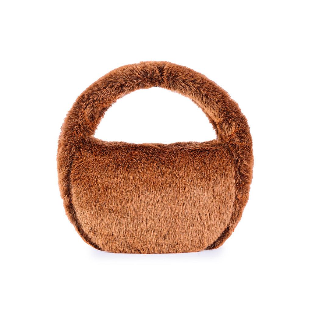 Viamailbag Designer Handbags Garmish Fur - Eco-friendly Faux Fur Top Handle Bag In Noir