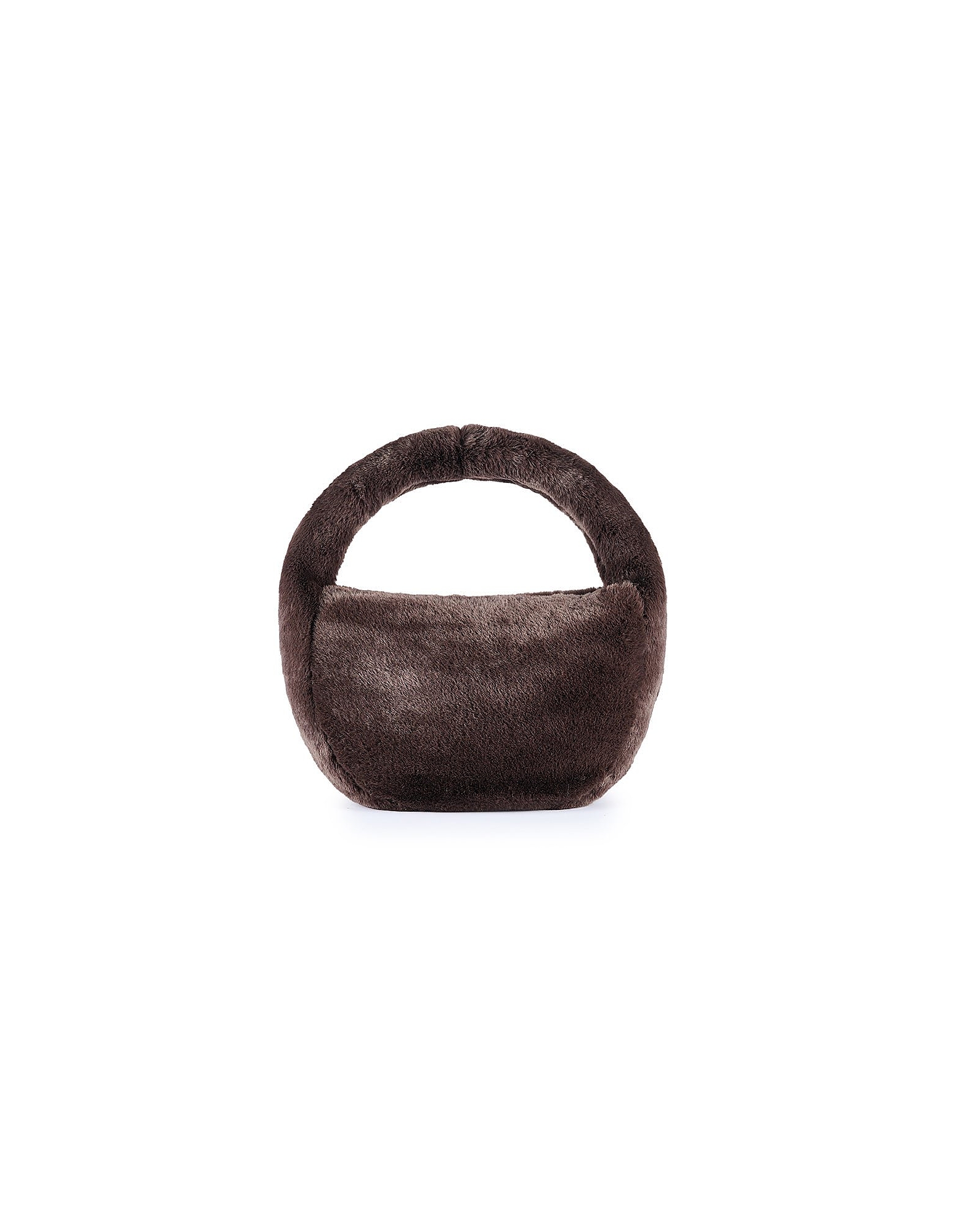 Viamailbag Designer Handbags Garmish Fur - Eco-friendly Faux Fur Top Handle Bag In Marron