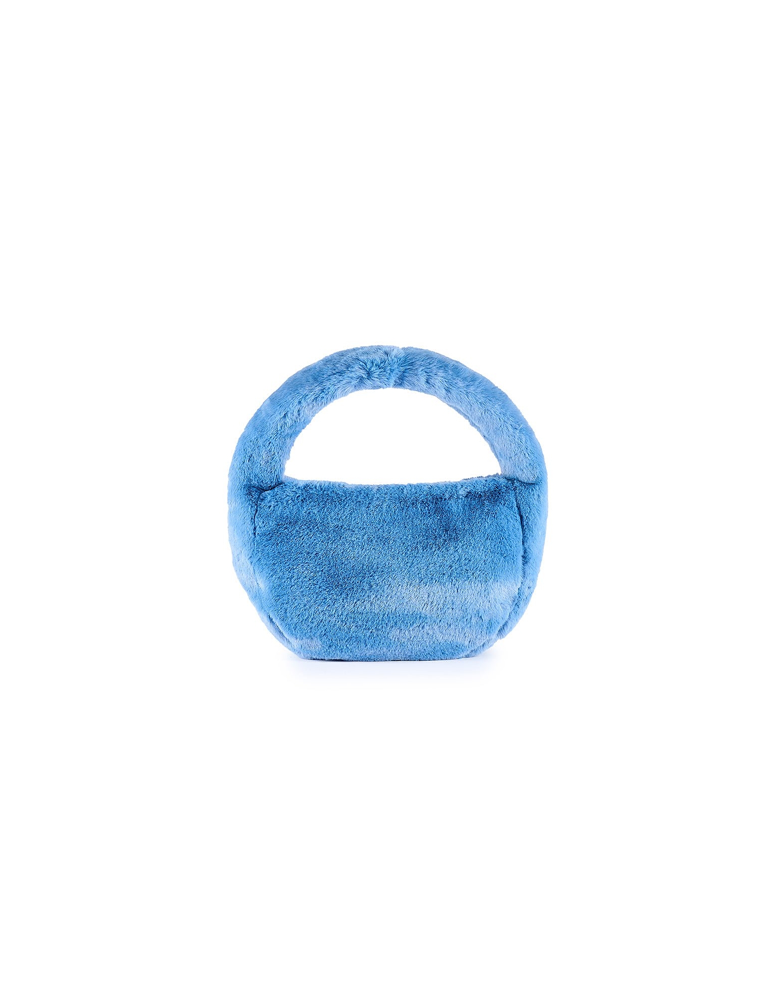 Viamailbag Designer Handbags Garmish Fur - Eco-friendly Faux Fur Top Handle Bag In Bleu