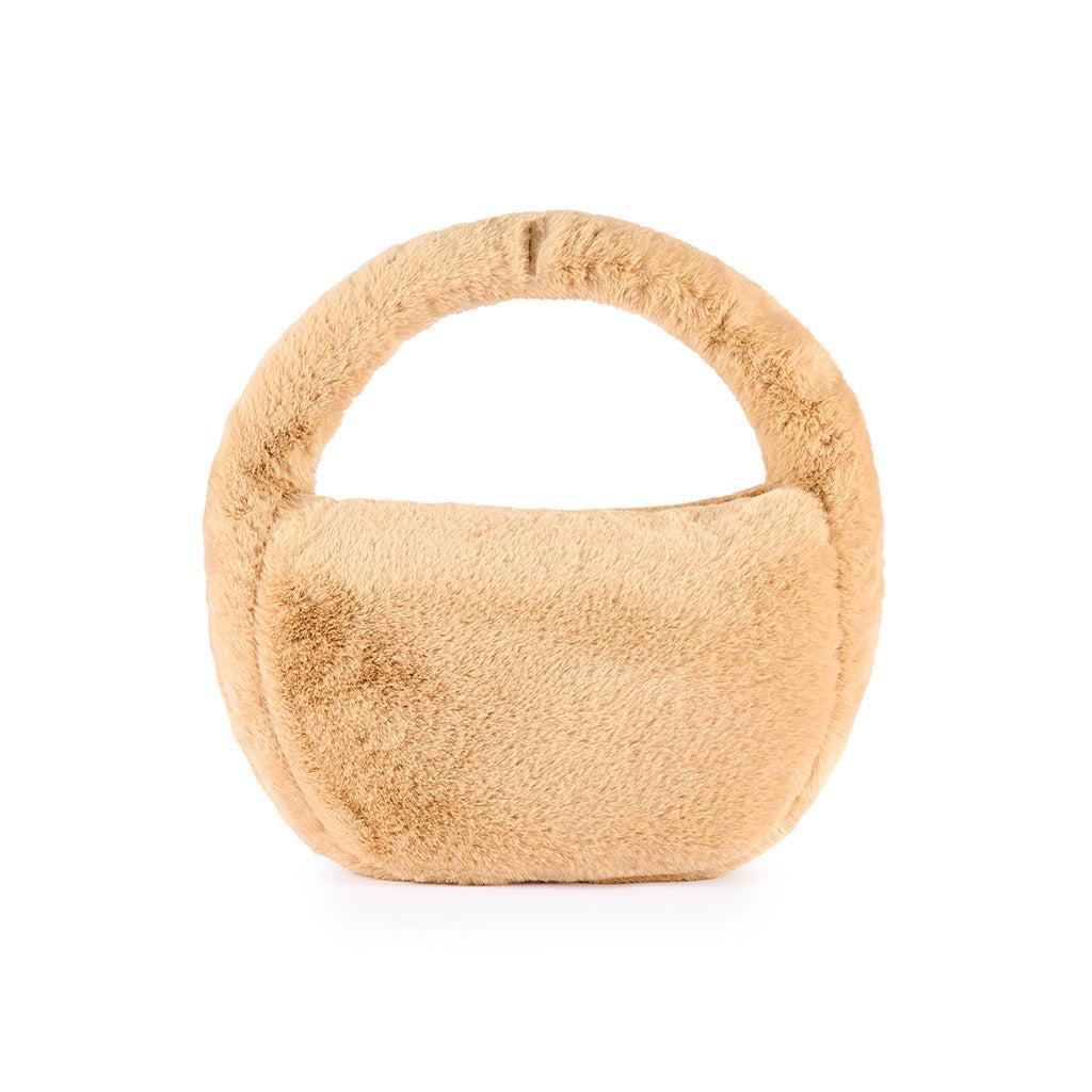 Viamailbag Designer Handbags Garmish Fur - Eco-friendly Faux Fur Top Handle Bag In Neutres