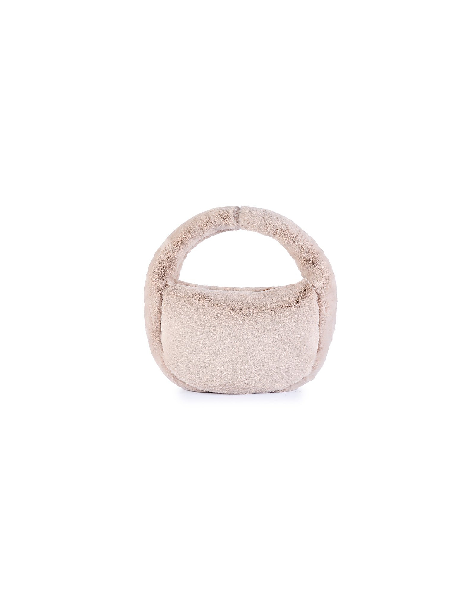 Viamailbag Designer Handbags Garmish Fur - Eco-friendly Faux Fur Top Handle Bag In Blanc