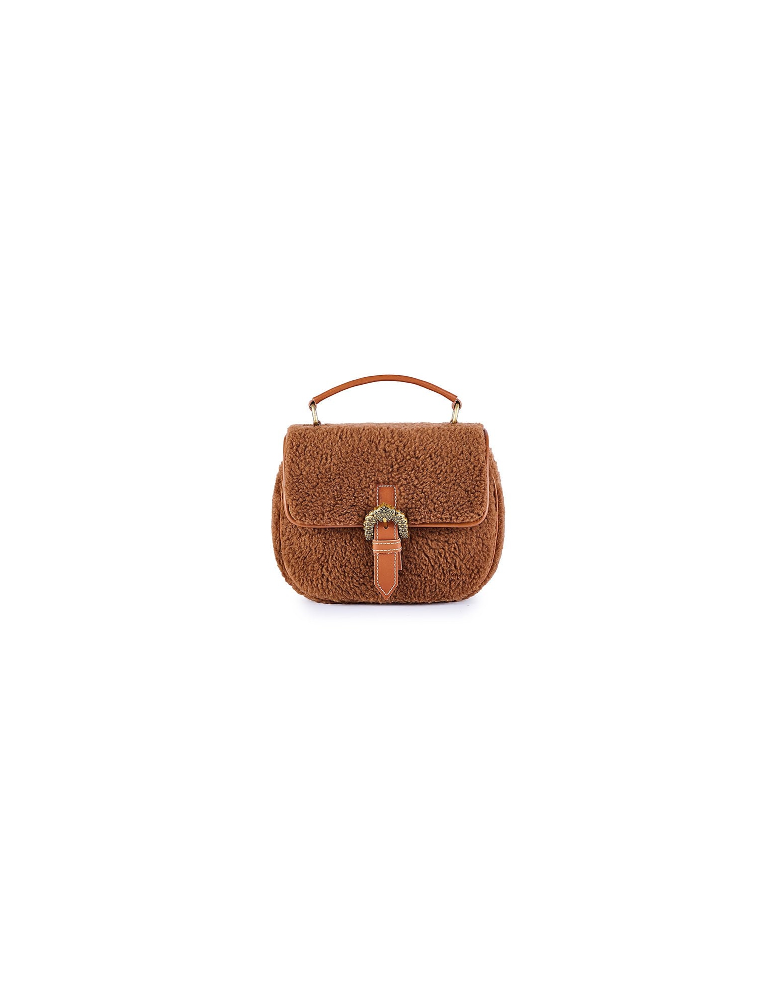 Viamailbag Designer Handbags Ginevra Teddy - Eco-friendly Faux Fur Crossbody Bag In Marron