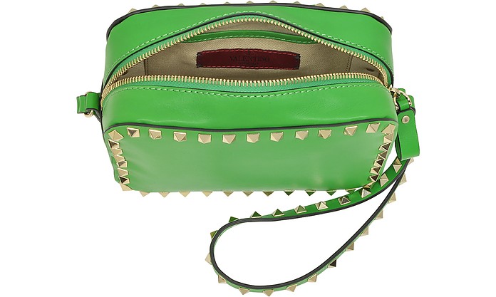 Valentino Rockstud Green Leather Crossbody Bag at FORZIERI