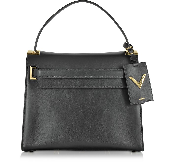 Valentino Black My Rockstud Leather Satchel Bag w/Detachable Shoulder
