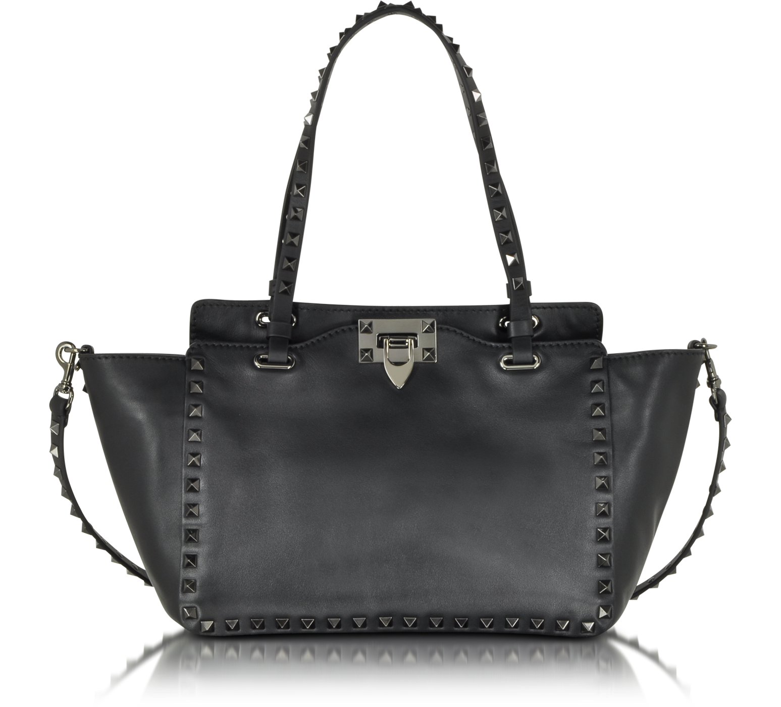 Valentino Rockstud Noir Small Leather Tote at FORZIERI