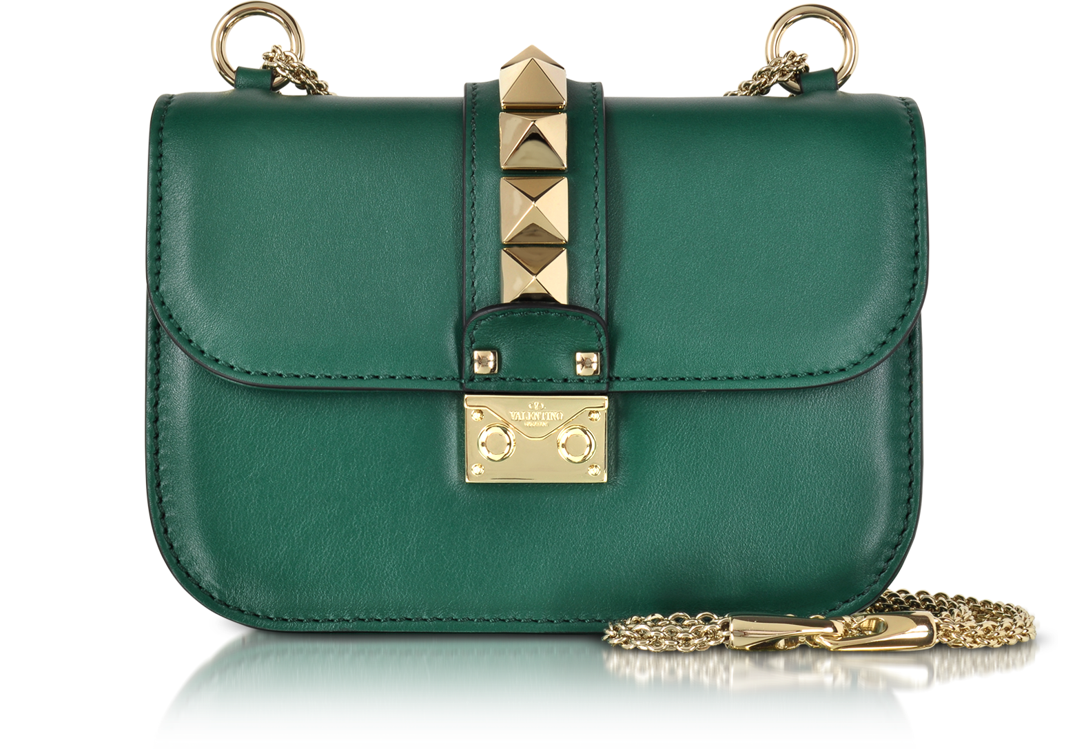 Valentino Smeraldo Green Leather Shoulder Bag at FORZIERI
