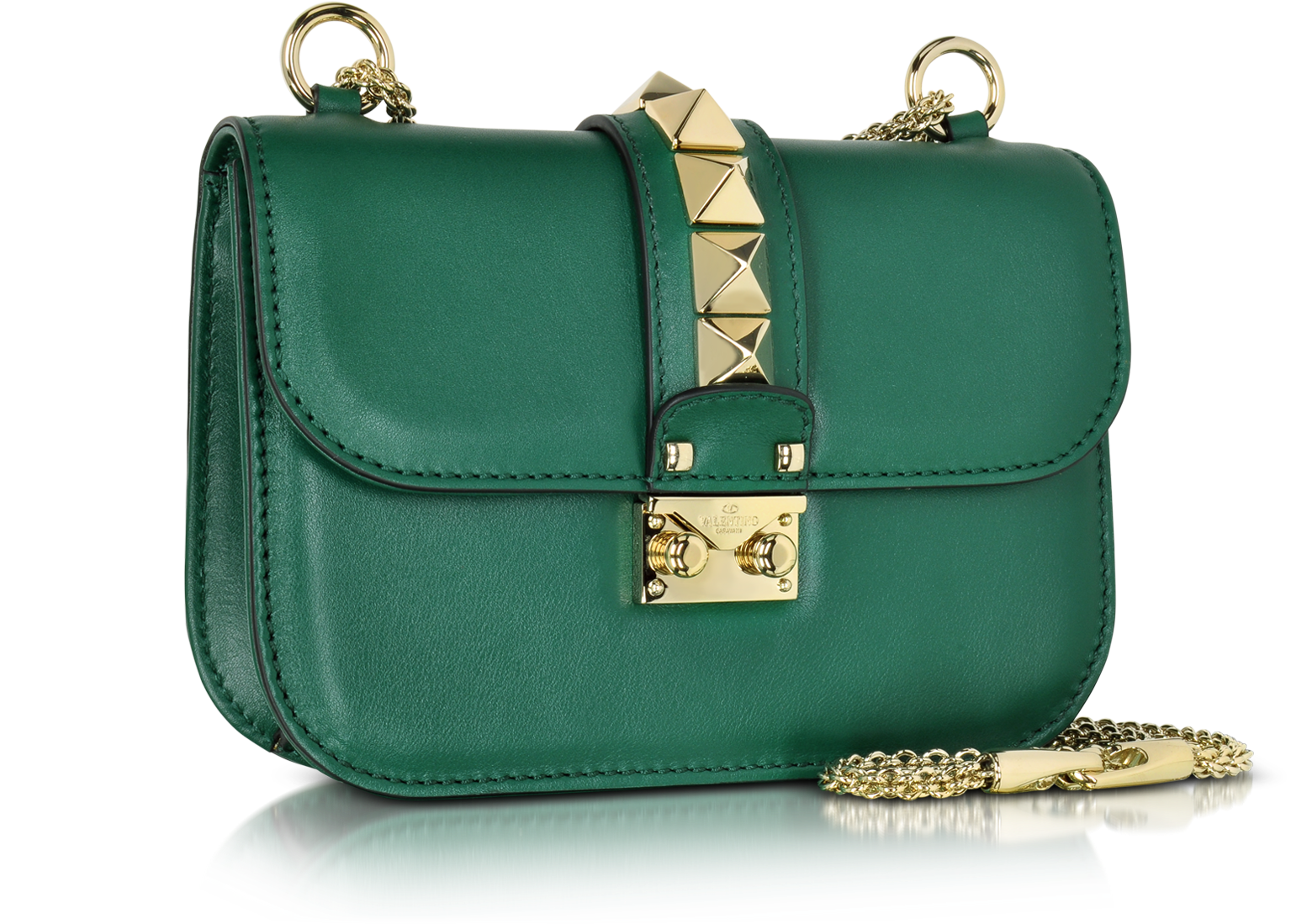 Valentino Smeraldo Green Leather Shoulder Bag at FORZIERI