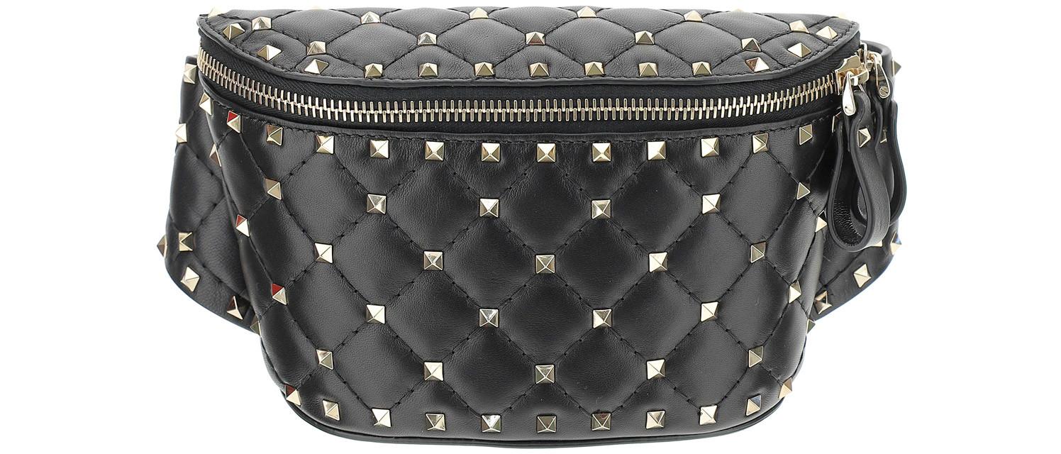Valentino Garavani, Bags, Valentino Garavani Black Rockstud Waist Belt Bag  Size 75