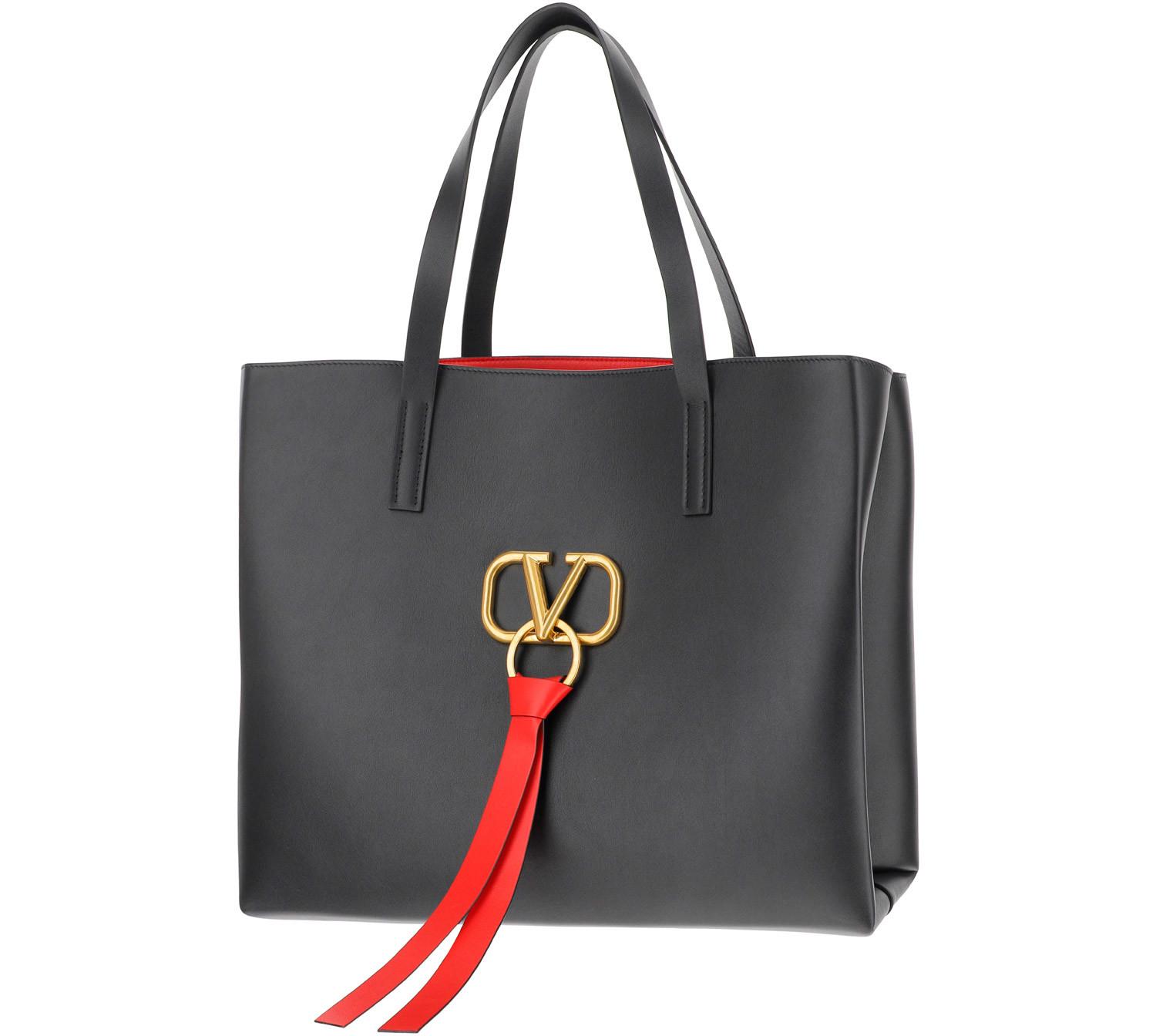 Valentino Black and Red VRing Shoulder Bag at FORZIERI