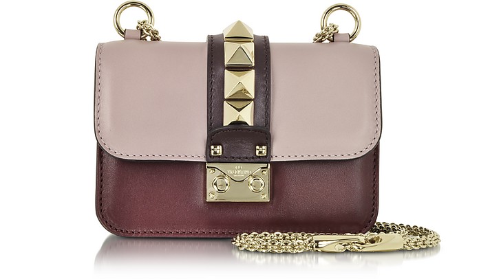 Valentino Mini Grey Pink, Crimson and Griotte Leather Shoulder Bag at ...