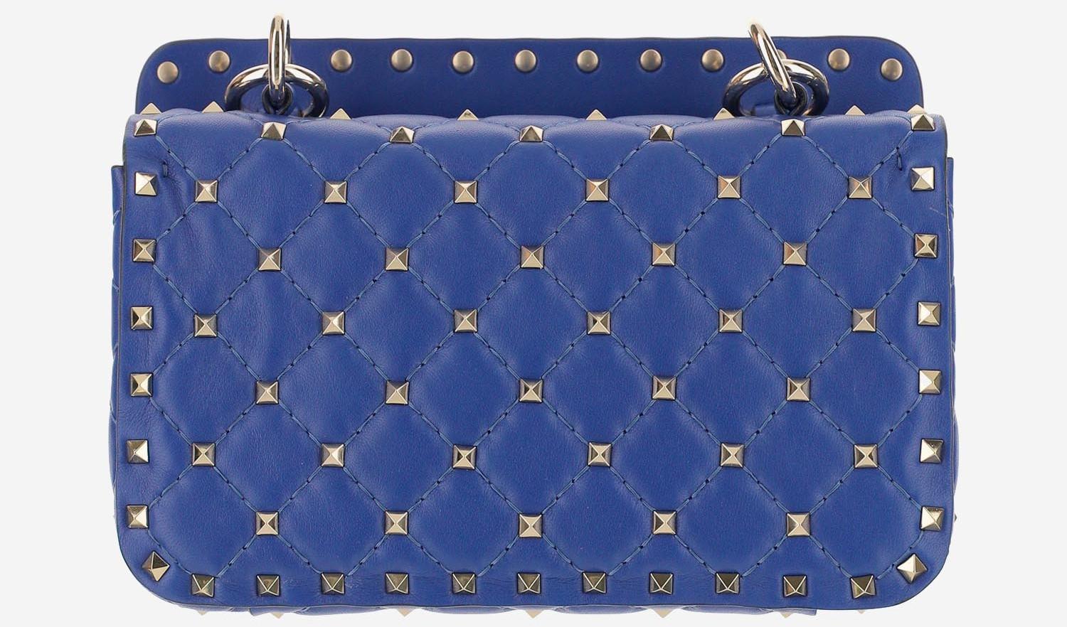 Rockstud Spike Small Shoulder Bag in Blue - Valentino Garavani