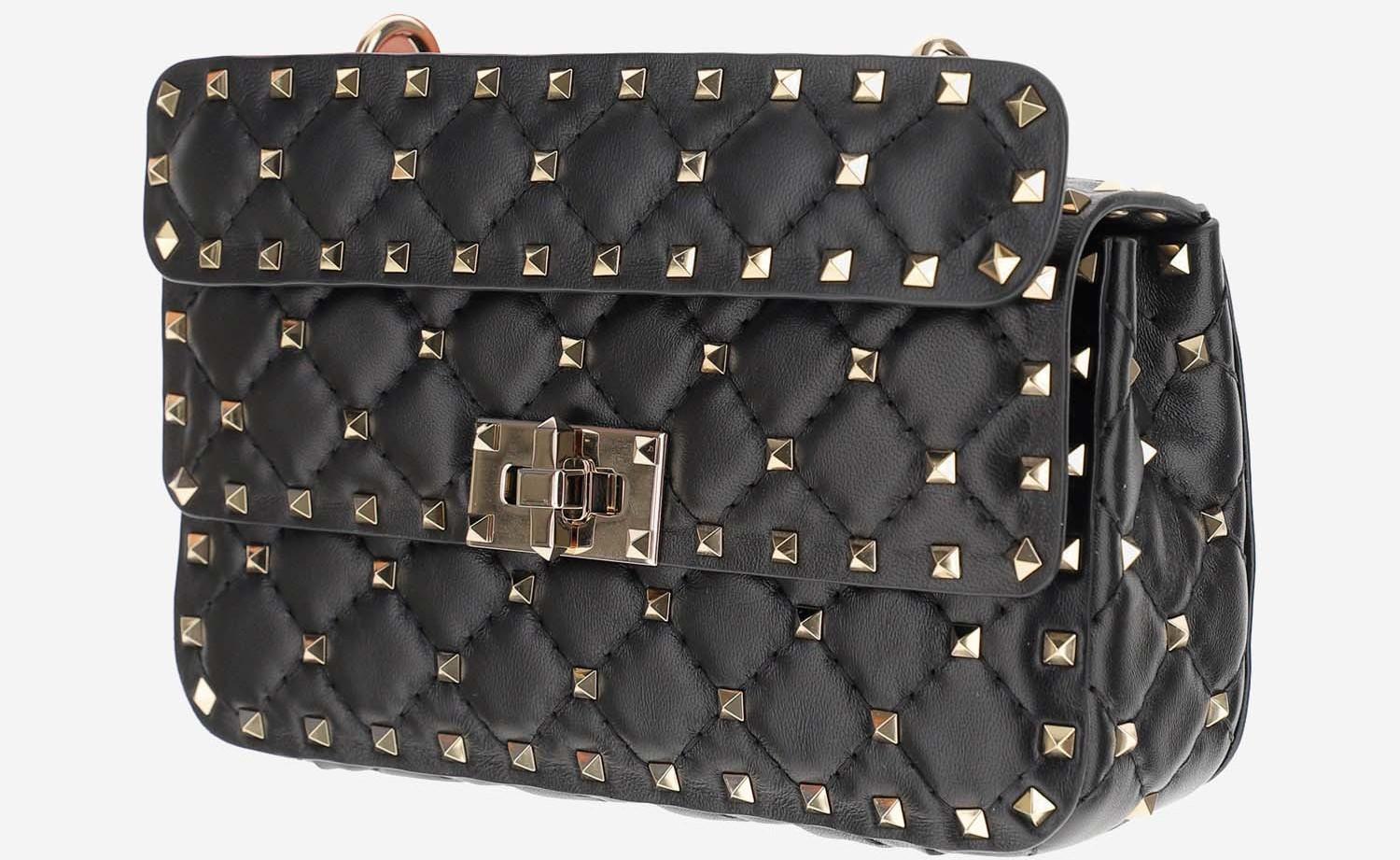 Rockstud spike leather handbag