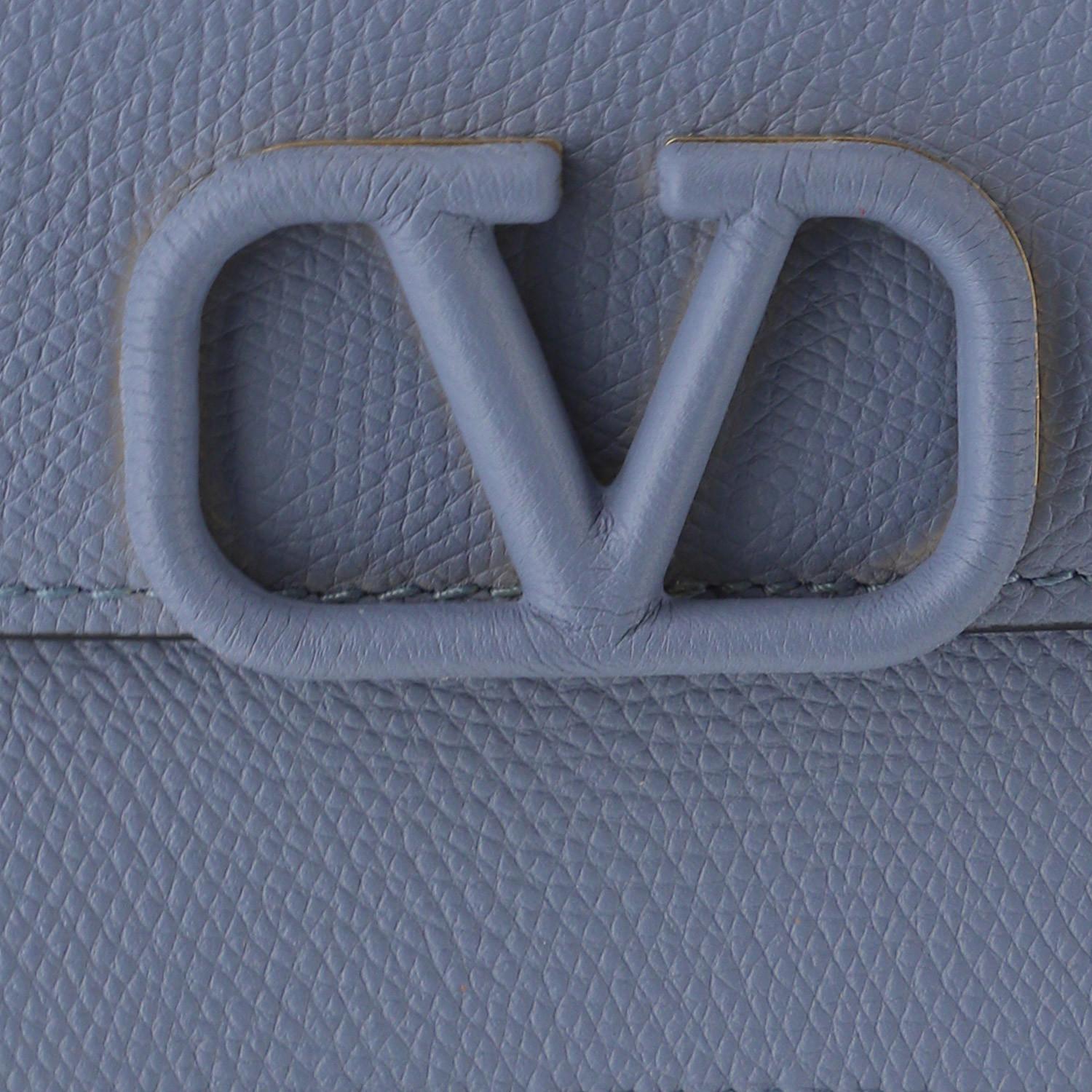 Valentino Baby Blue Leather Vsling Wallet on a Chain at FORZIERI