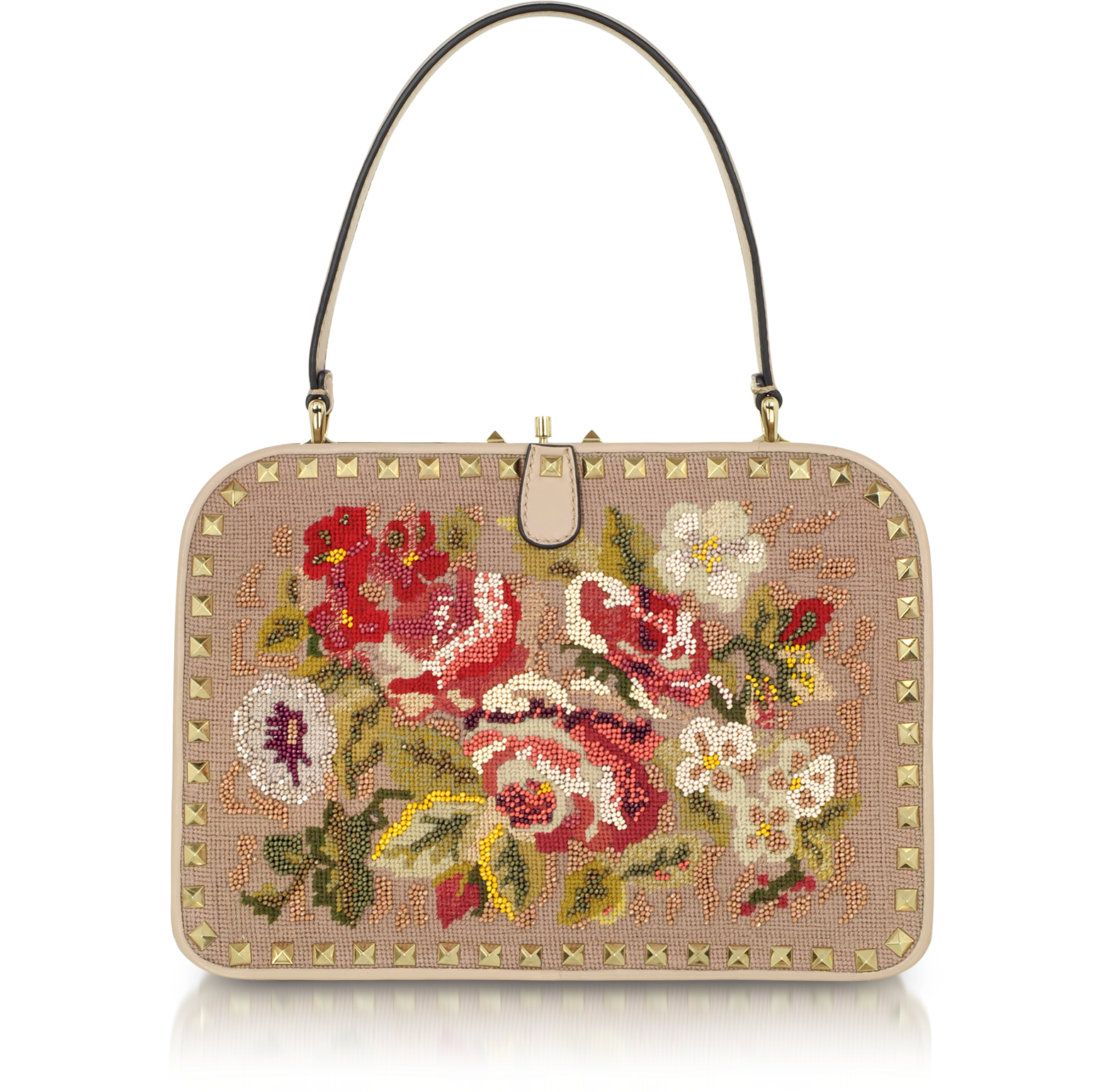 Valentino Rockstud Embroidered Frame Handbag at FORZIERI