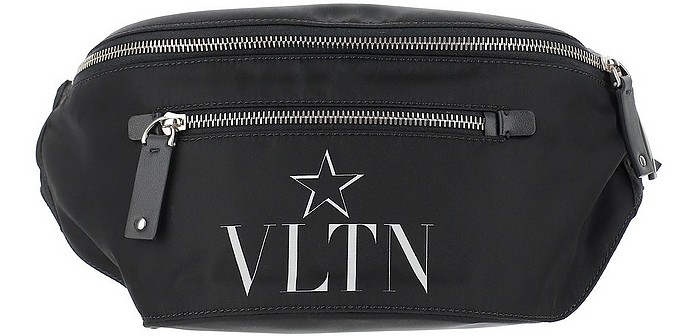 Valentino Black Nylon Vltn Star Belt Bag at FORZIERI