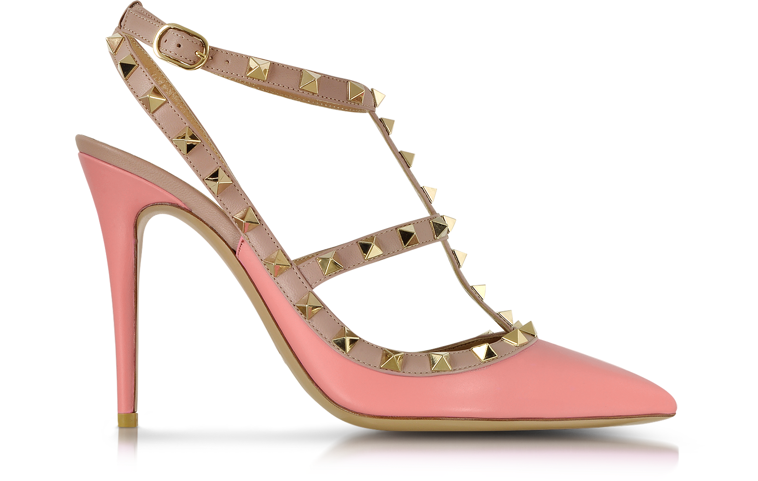 Valentino Rockstud Peau d'Ange and Powder Pink Ankle Strap Pump 37 IT ...