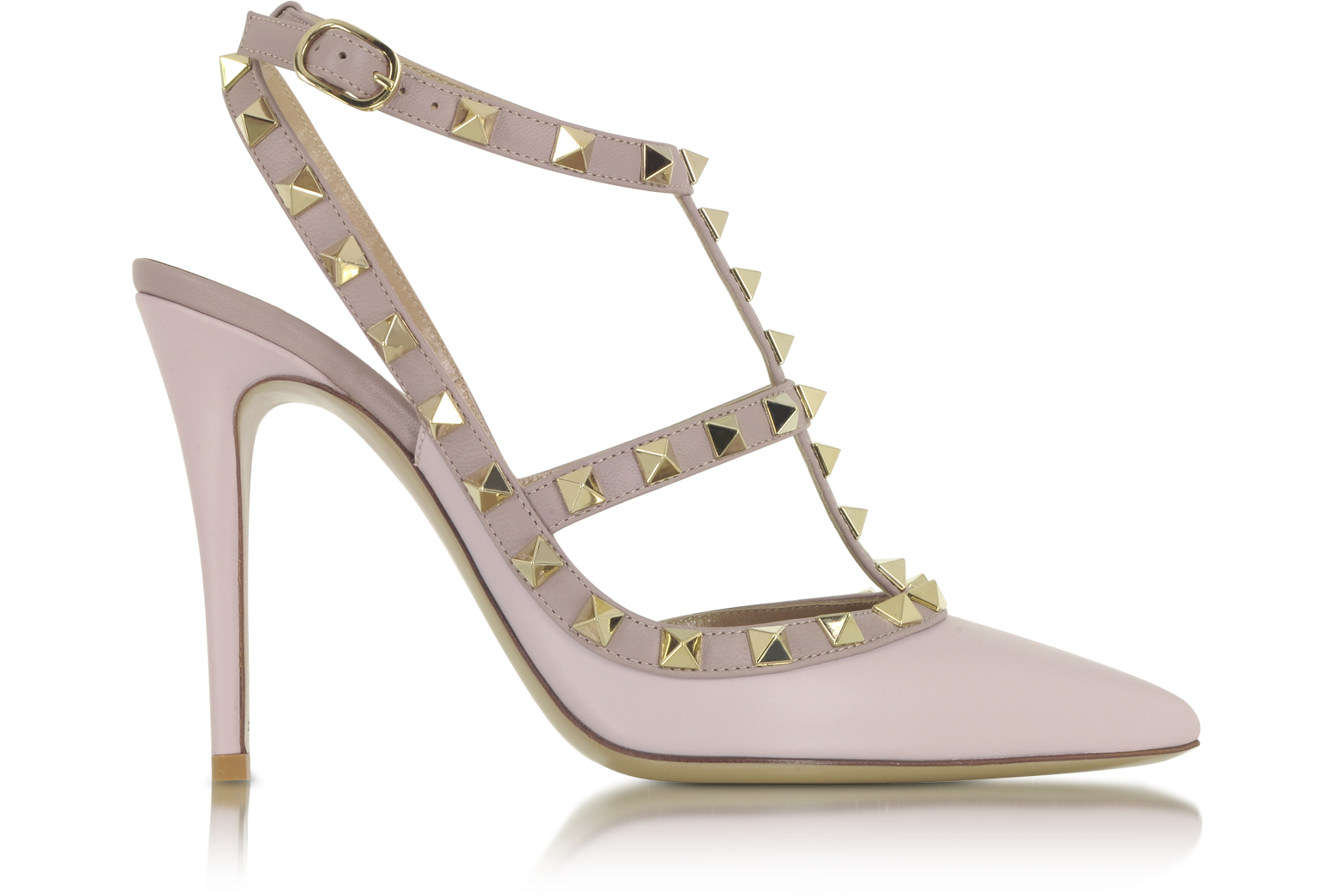 Valentino Rockstud Water Rose & Powder Leather Ankle Strap Pump 38 IT ...