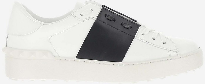 White and Black Leather Women's Sneakers - Valentino