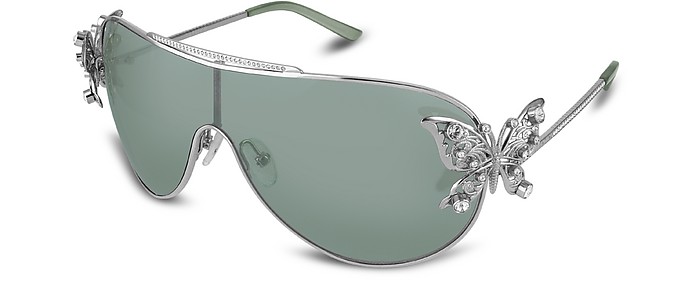 Jeweled Clip On Butterfly Metal Sunglasses - Valentino