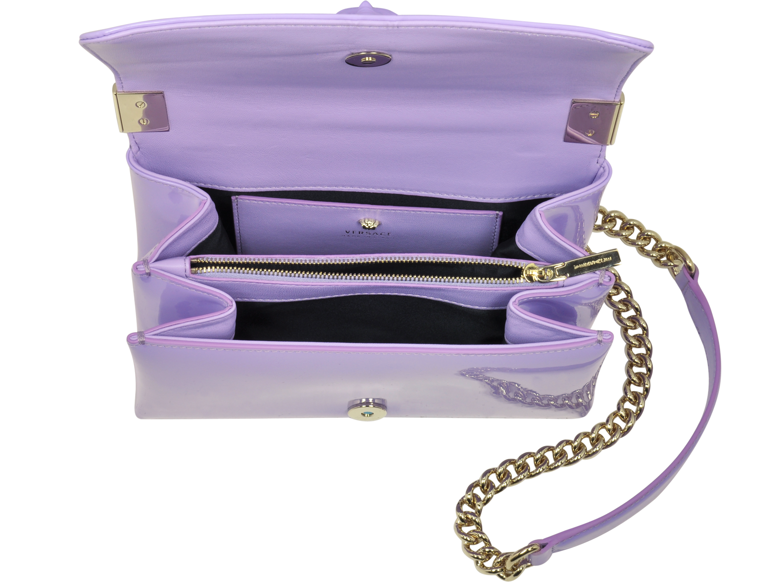 Versace Palazzo Lilac Patent Leather Shoulder Bag - FORZIERI