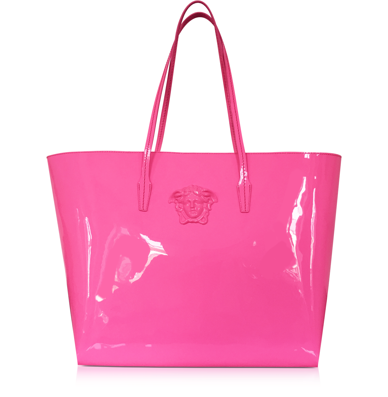 Versace Pink Patent Leather Tote Bag at FORZIERI