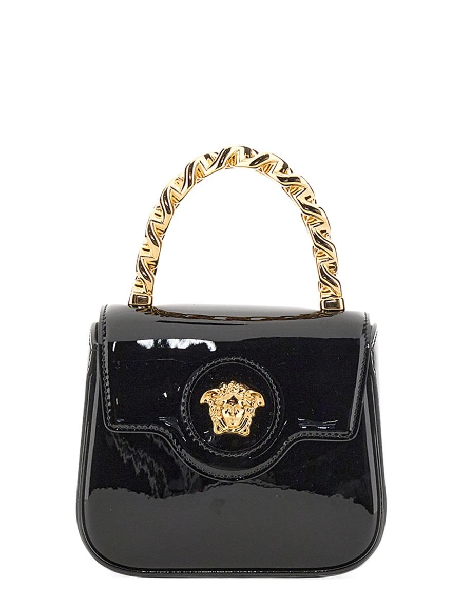 Versace Designer Handbags Mini Borsa In Vernice "la Medusa" In Black