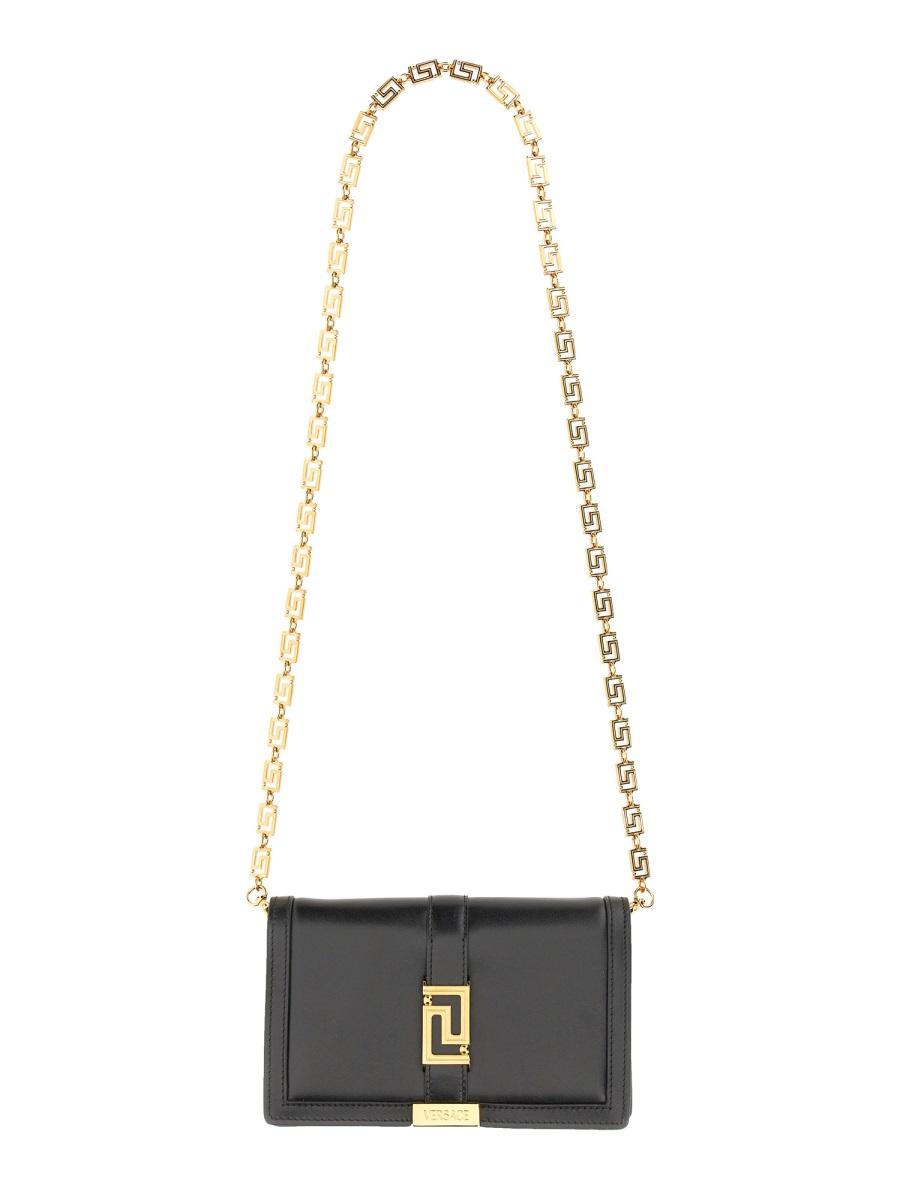 Versace Designer Handbags Mini "greca Goddess" Bag In Black