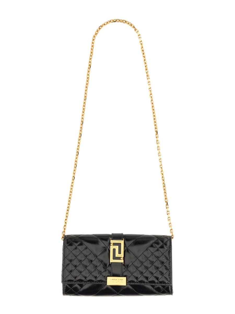 Versace Designer Handbags "greca Goddess" Clutch Bag In Black
