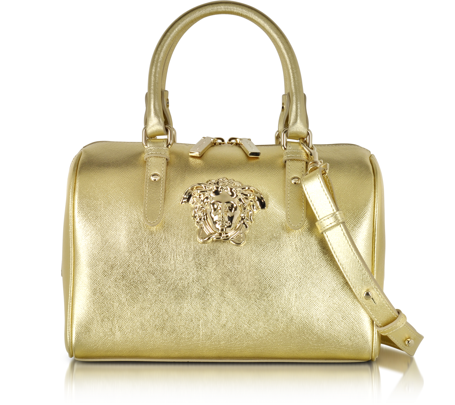 Versace Golden Saffiano Leather Satchel 