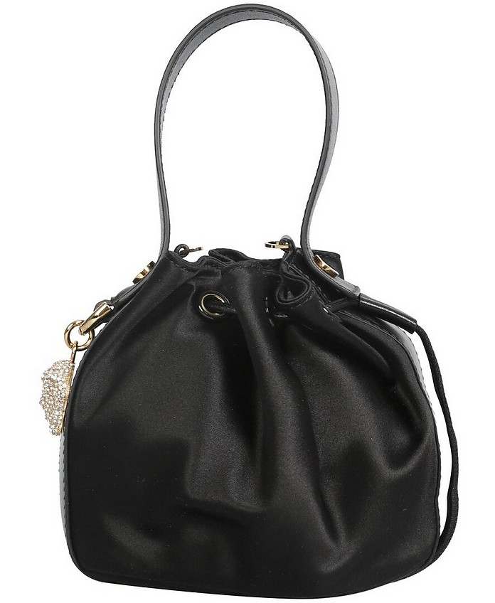 Black Satin Mini Bucket Bag - Versace