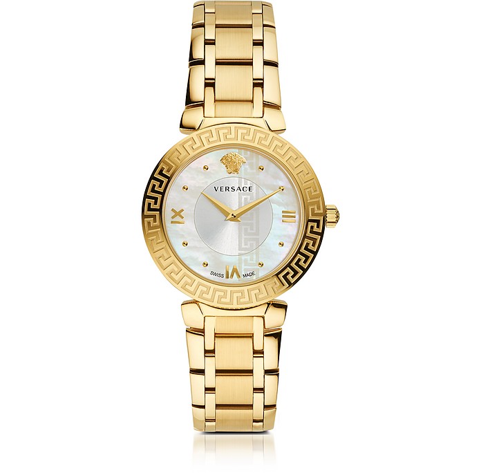 Daphnis PVD Gold Plated Women's Watch w/Greek Engraving - Versace