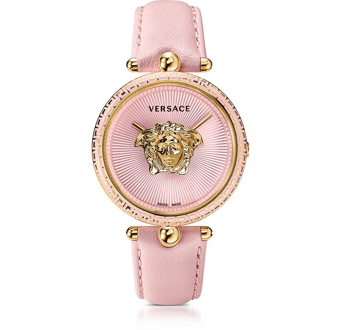Palazzo Empire - Розовые и Позолоченные Часы Унисекс  с Логотипом Медузой 3D - Versace
