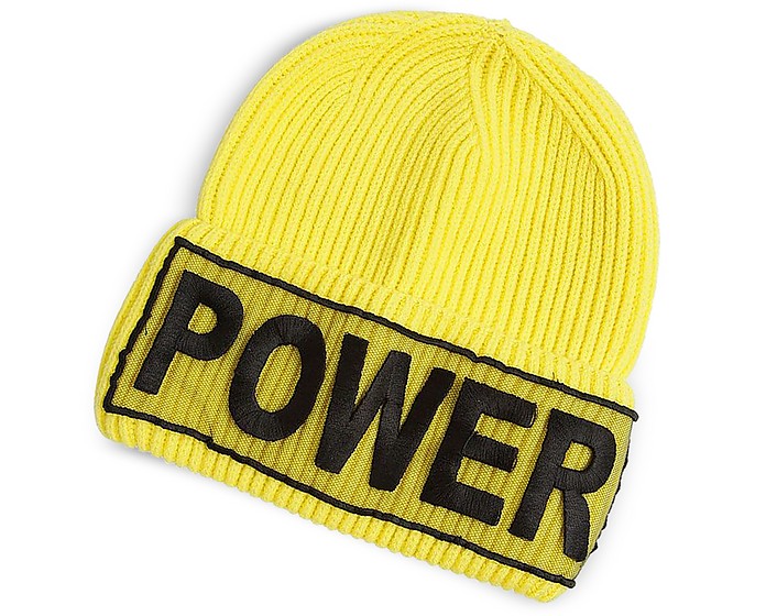 Power Manifesto Bright Yellow Wool Knit Hat - Versace
