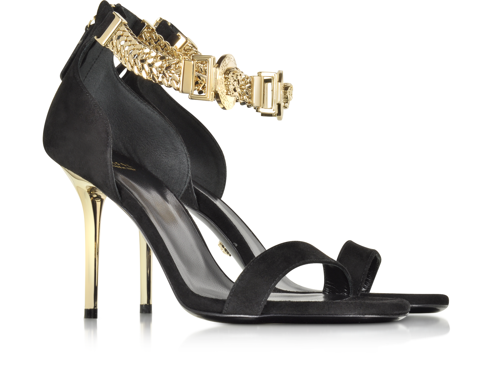 Versace Embellished Black Suede Ankle Strap Sandals 36 IT/EU at FORZIERI