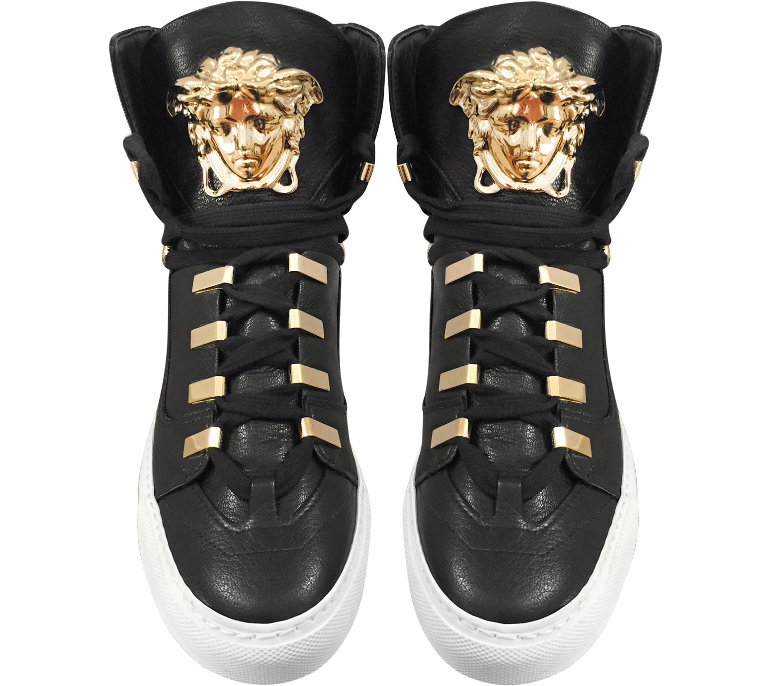 Versace Black Medusa High-Top Leather Sneaker 36 IT/EU at FORZIERI Canada