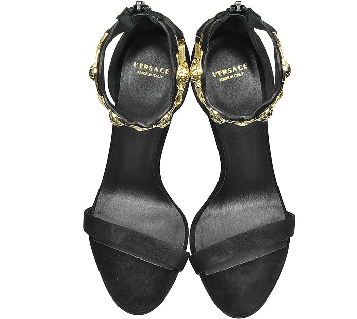 Versace Black Leather High Heel Sandal w/Medusa Ankle Wrap 36 IT/EU at ...