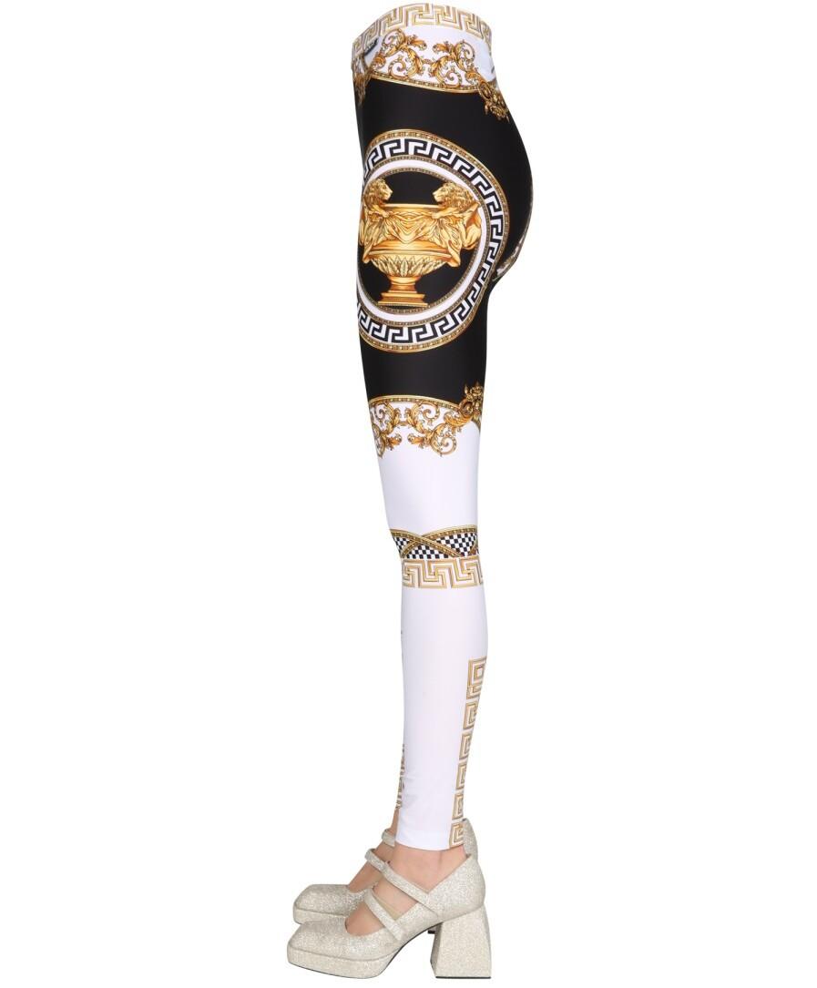 Versace Legging With Print - Black Gold White