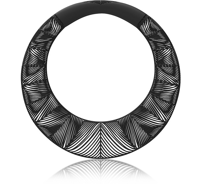 Umbala - Черное Большое Крученое Металлическое Ожерелье с Узором Шеврон - Vojd Studios