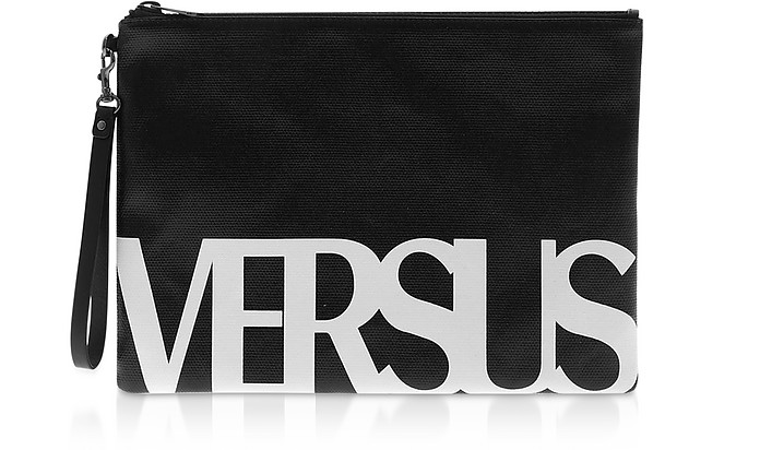 Clutch aus beschichtetem Canvas in schwarz mit Logo - Versace Versus