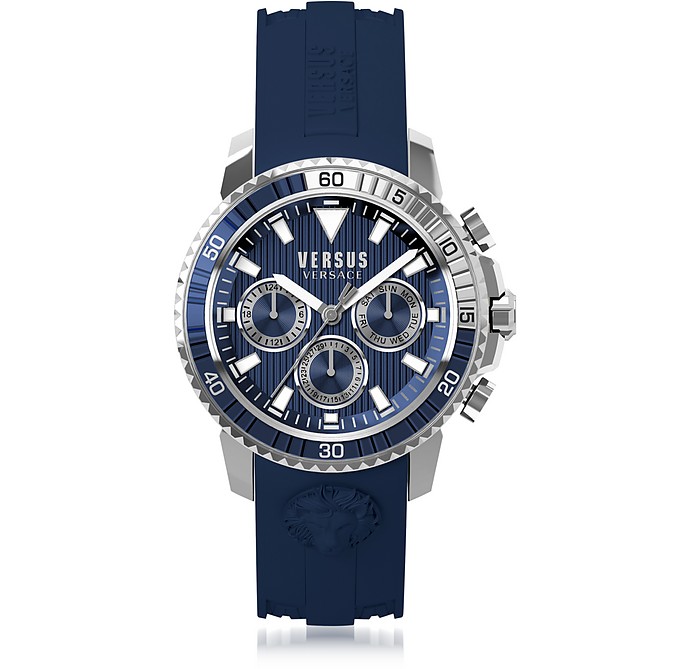 Aberdeen Silver Stainless Steel Men's Chronograph Watch w/Blue Silicone Strap - Versace Versus