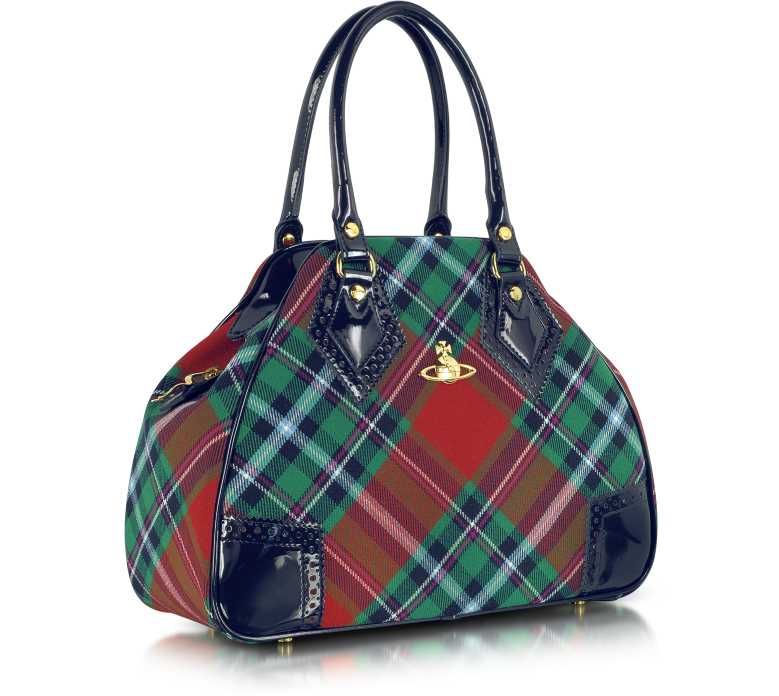 Vivienne Westwood Blue Mac Bruce Tartan and Eco Patent Leather Bag at ...