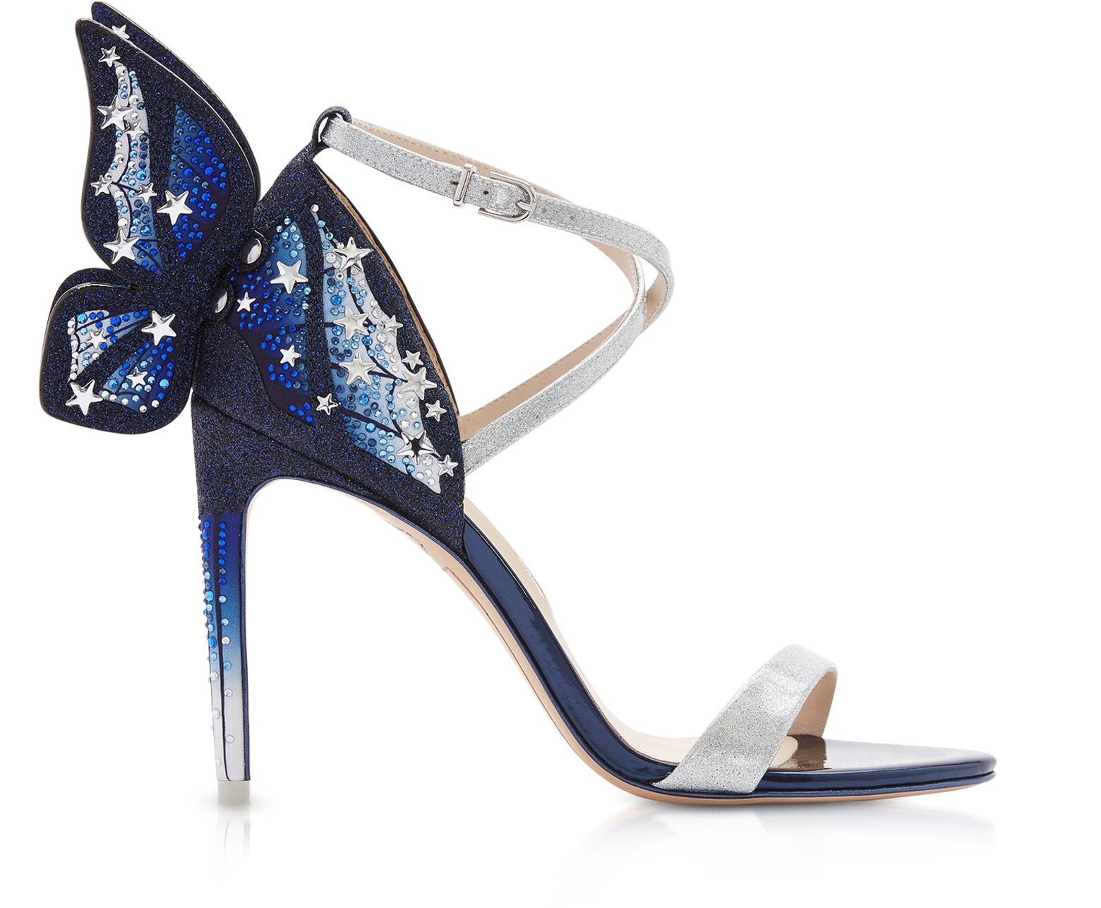 Silver & Midnight Blue Chiara Embellished Sandals