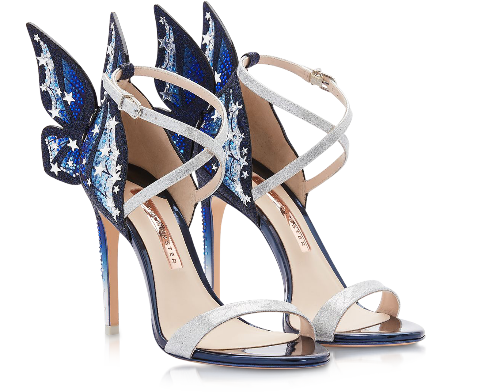 Sophia Webster Silver & Midnight Blue Chiara Embellished Sandals 