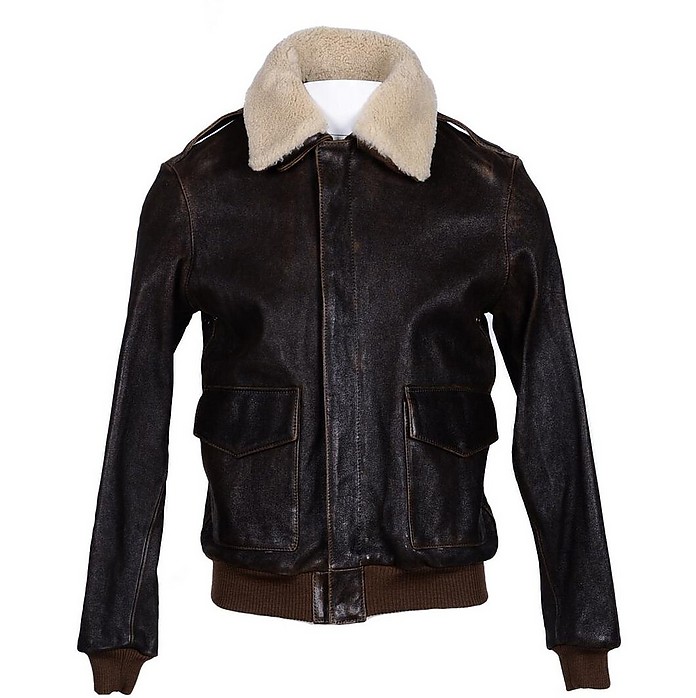 Men's Leather Leather Jacket - Aglini